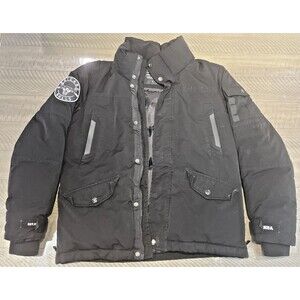 NBA Chicago Bulls Coat Puffer Jacket Mens Medium Goose Down Black Zip Up